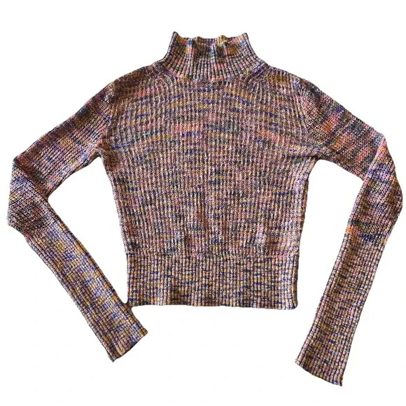 Free People Blair Spacedye Long Sleeve Pullover Sweater Candy Combo Mock Neck S - Picture 2 of 11